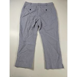 Talbots seersucker navy striped capris size 10 curvy cut EUC ^